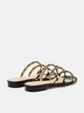  Dép Nữ Pazzion Ingrid Gold Studded Cage Patent Leather Slides 
