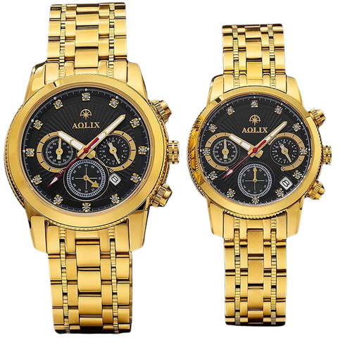 đồng hồ đôi dây thép chronograph aolix al-7049