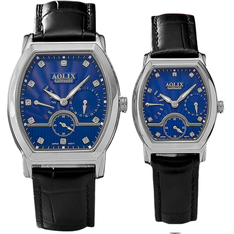 đồng hồ đôi dây da aolix al-7091