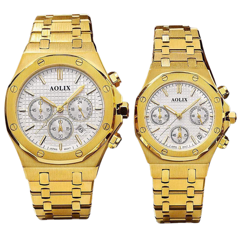 đồng hồ đôi dây thép chronograph 6 kim al-7092