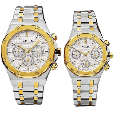 đồng hồ đôi dây thép chronograph 6 kim al-7092