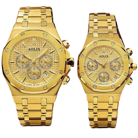 đồng hồ đôi dây thép chronograph 6 kim al-7092