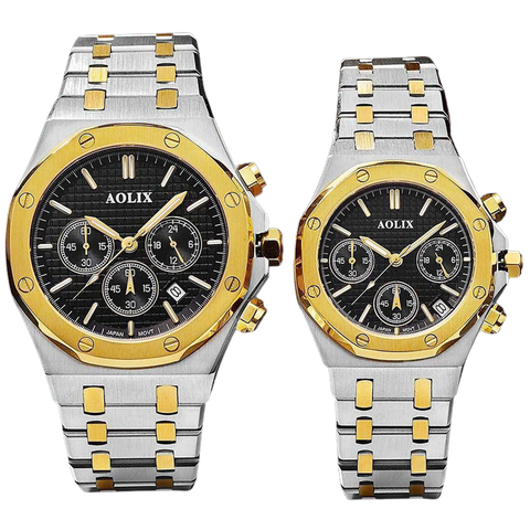 đồng hồ đôi dây thép chronograph 6 kim al-7092