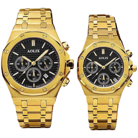 đồng hồ đôi dây thép chronograph 6 kim al-7092