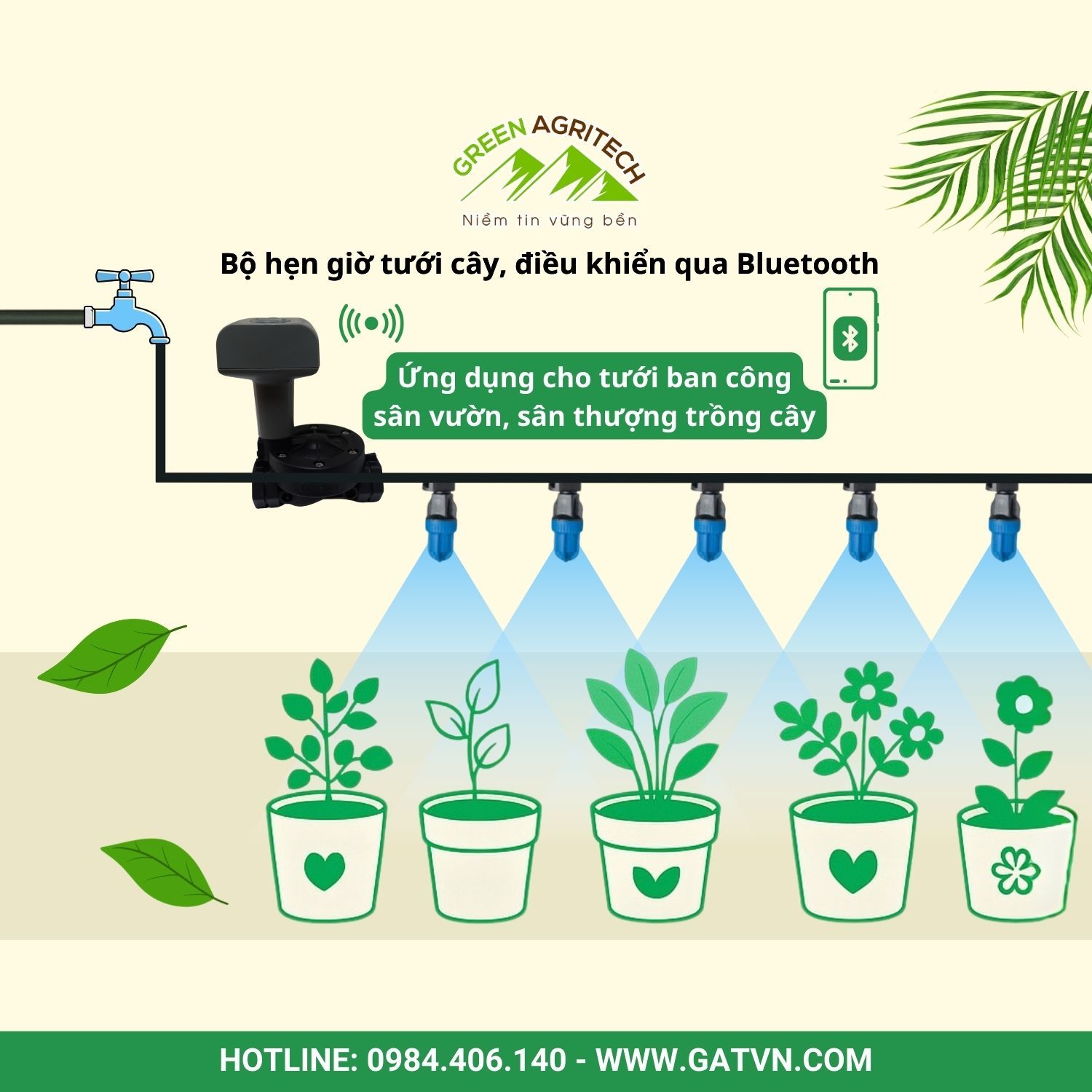  Bộ hẹn giờ tưới cây, điều khiển qua Bluetooth 