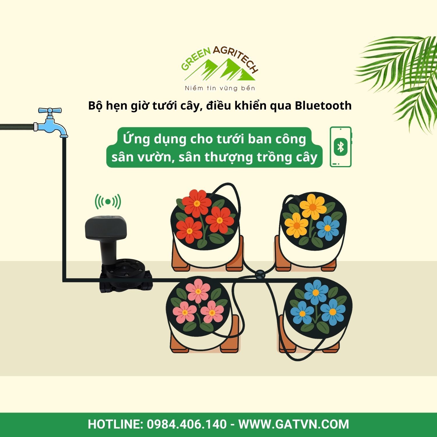  Bộ hẹn giờ tưới cây, điều khiển qua Bluetooth 