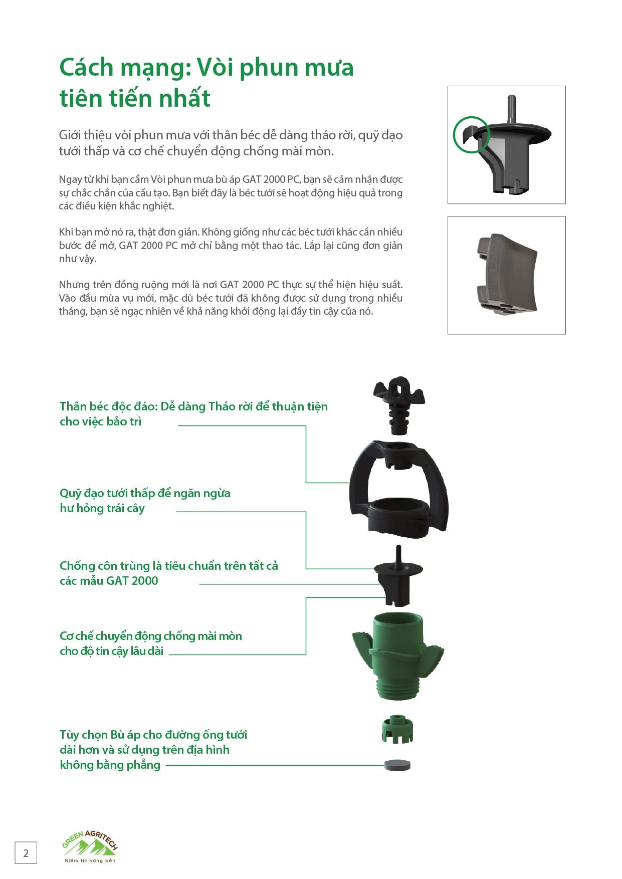  Béc tưới phun mưa bù áp GAT 2000 PC 