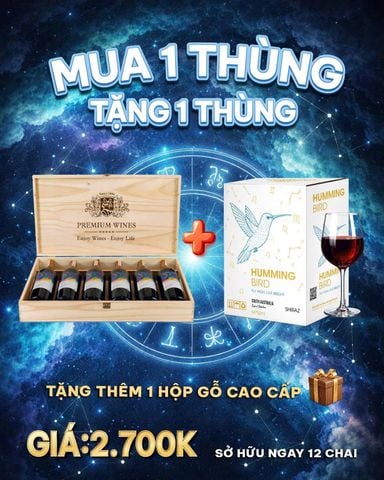  Combo 2 thùng rượu vang đỏ Úc Hummingbird Shiraz 4%ABV 