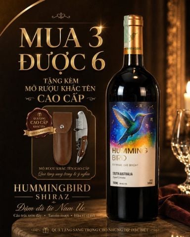  Mua 3 Tặng 3 rượu vang đỏ Úc Hummingbird Shiraz 