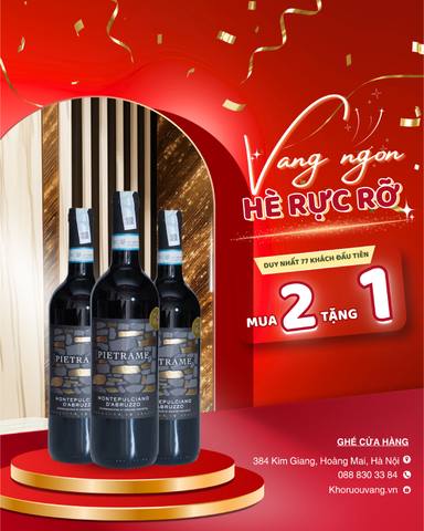  COMBO MUA 02 TẶNG 01 CHAI VANG ĐỎ Ý CANTINA TOLLO PIETRAME MONTEPULCIANO D'ABRUZZO 