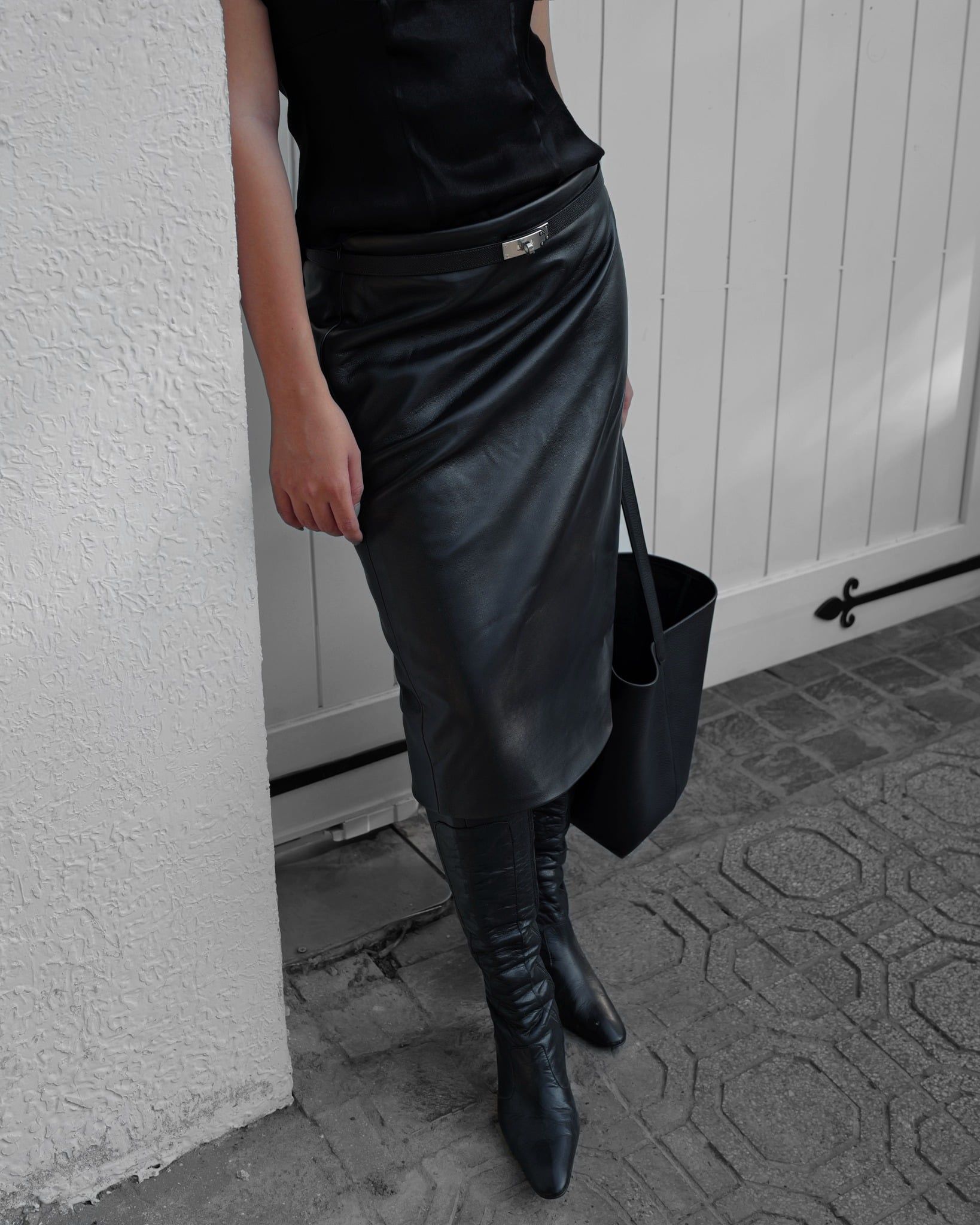 Midi Leather Skirt