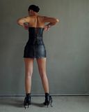 Mini Slit Leather Skirt