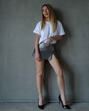 Mini Slit Leather Skirt