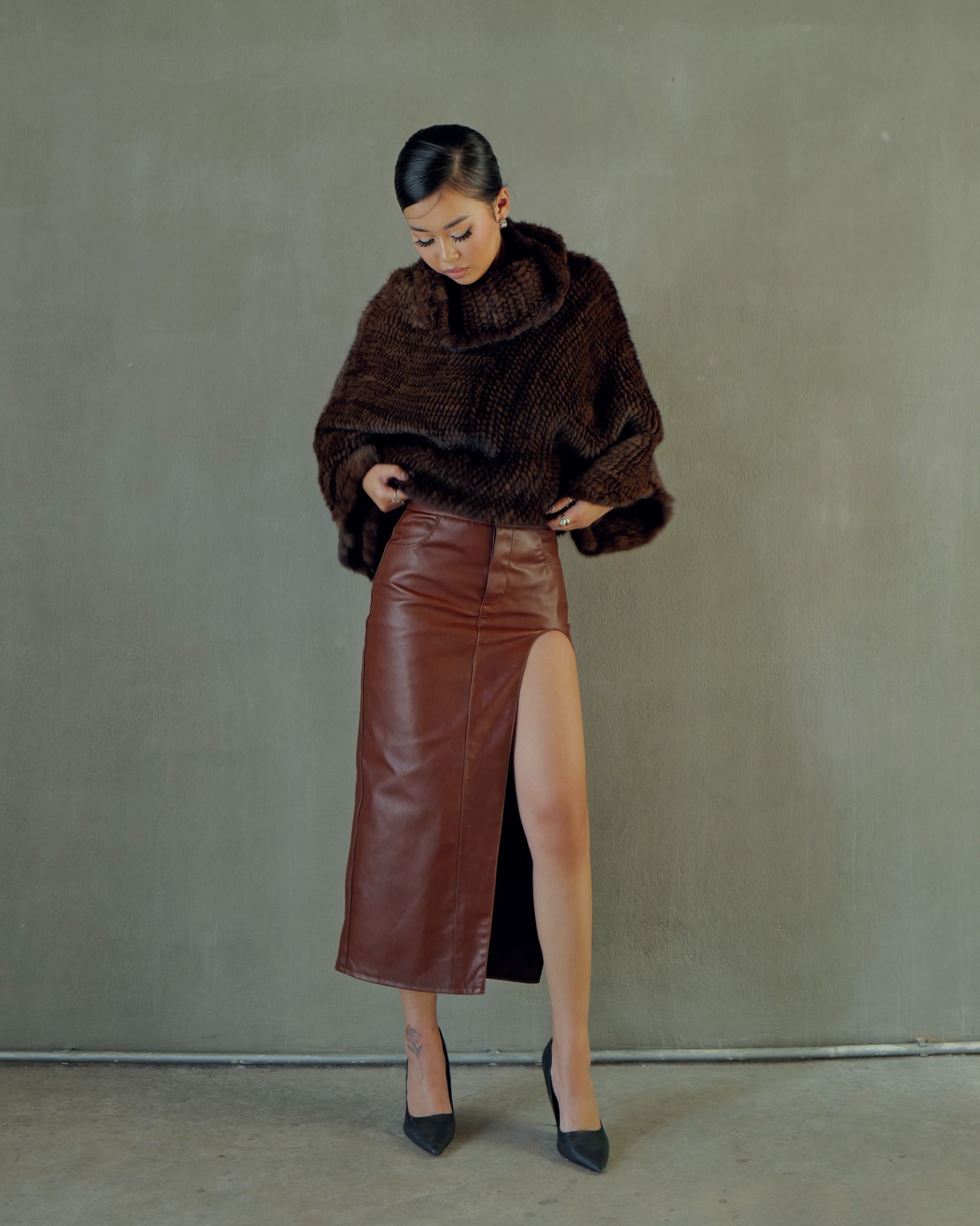 Slit Leather Skirts