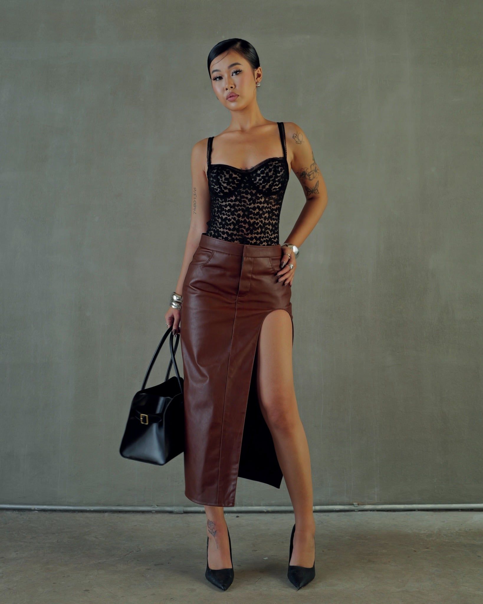 Slit Leather Skirts