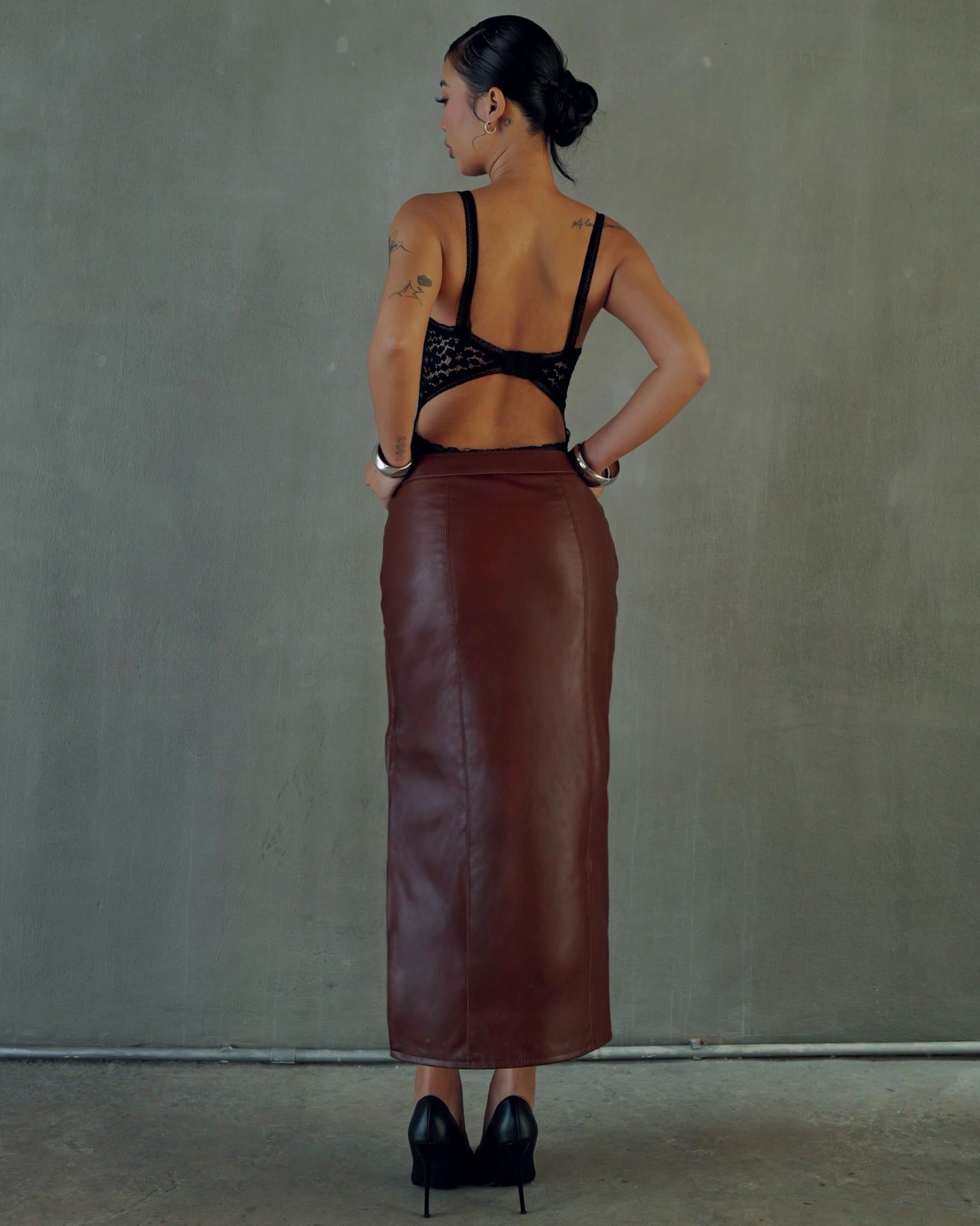 Slit Leather Skirts