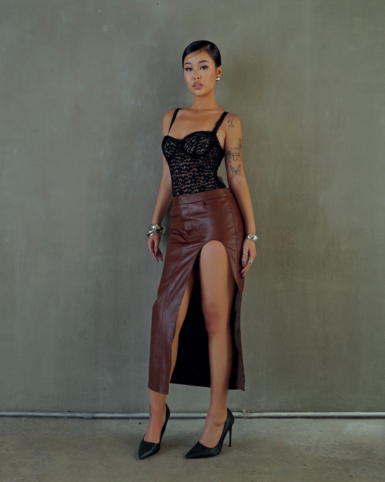 Slit Leather Skirts