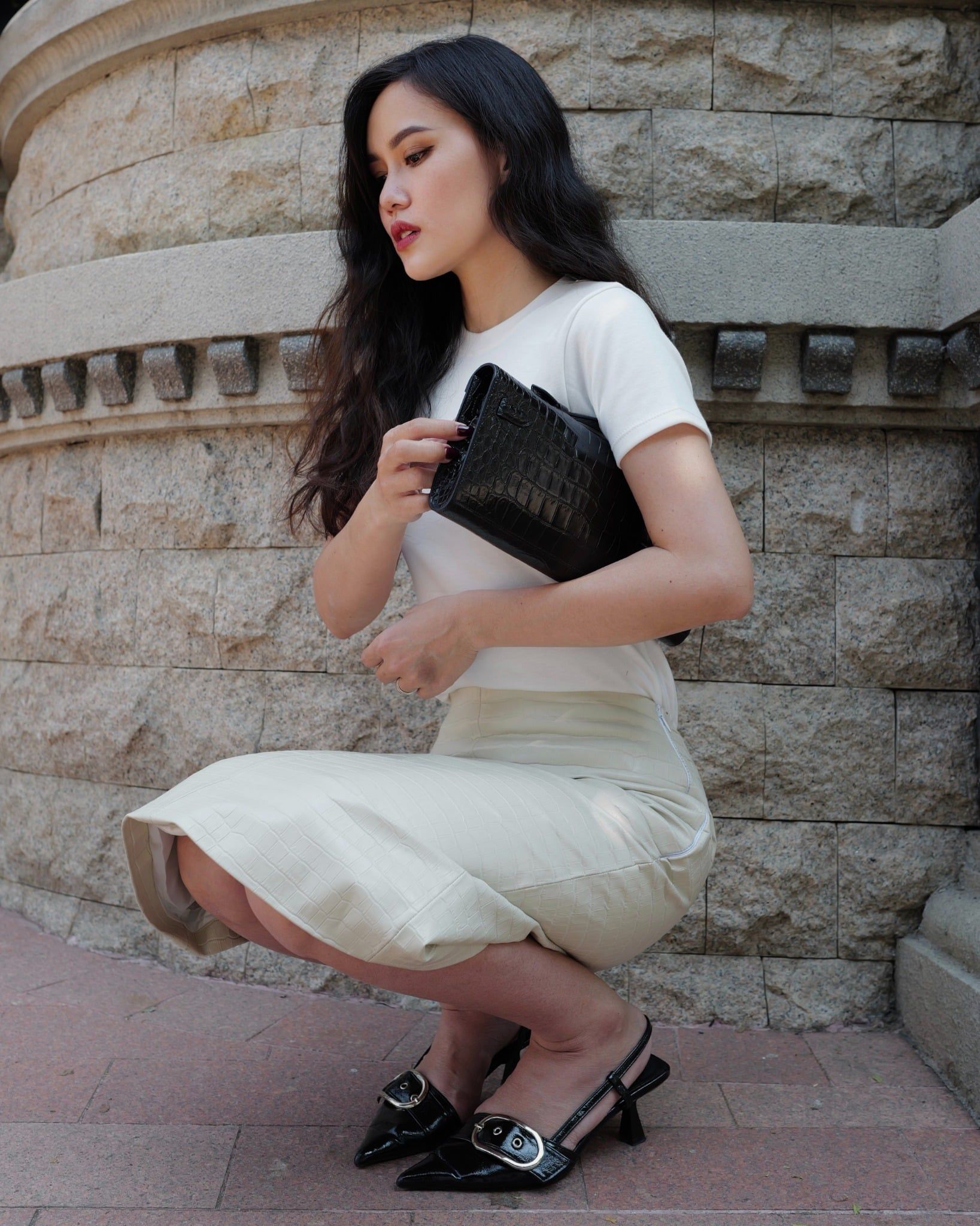 Midi Leather Skirt