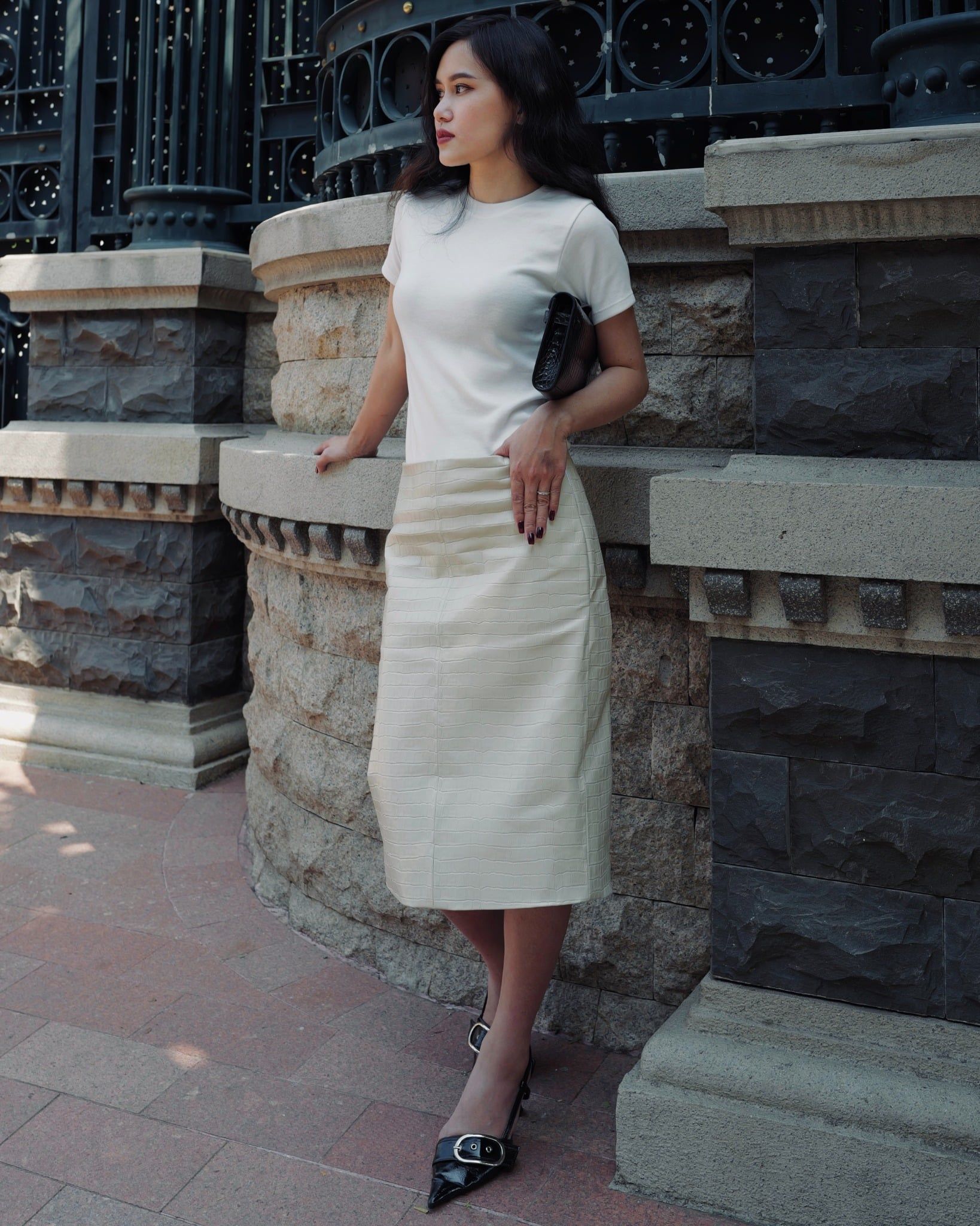 Midi Leather Skirt