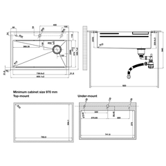 Chậu bếp Inox Hafele Màu Đen WF R10 HS25-SSN1S-8052 567.24.489