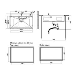 Chậu rửa chén Hafele 760mm HS25-SSN1S-7650 màu Titan 567.24.484