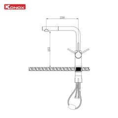 Vòi rửa bát konox dây rút Lumo Smart Chrome