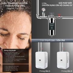 Lọc tổng đầu nguồn trên đường ống lắp âm trần cho căn hộ chung cư Geyser Ecotar 1F2Ss