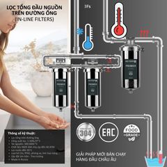 Lọc tổng đầu nguồn Nóng – Nguội âm trần cho căn hộ chung cư Geyser Ecotar 3Fs