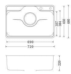 CHẬU RỬA BÁT 1 HỐ NOBINOX LIKEN NL724D
