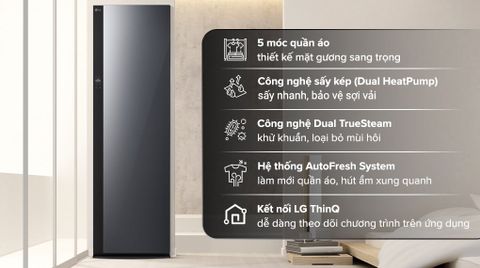 Tủ chăm sóc quần áo thông minh LG Styler Inverter 5 móc SC5GMR80H