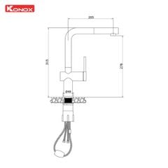 Vòi rửa bát konox dây rút Stream Smart Black