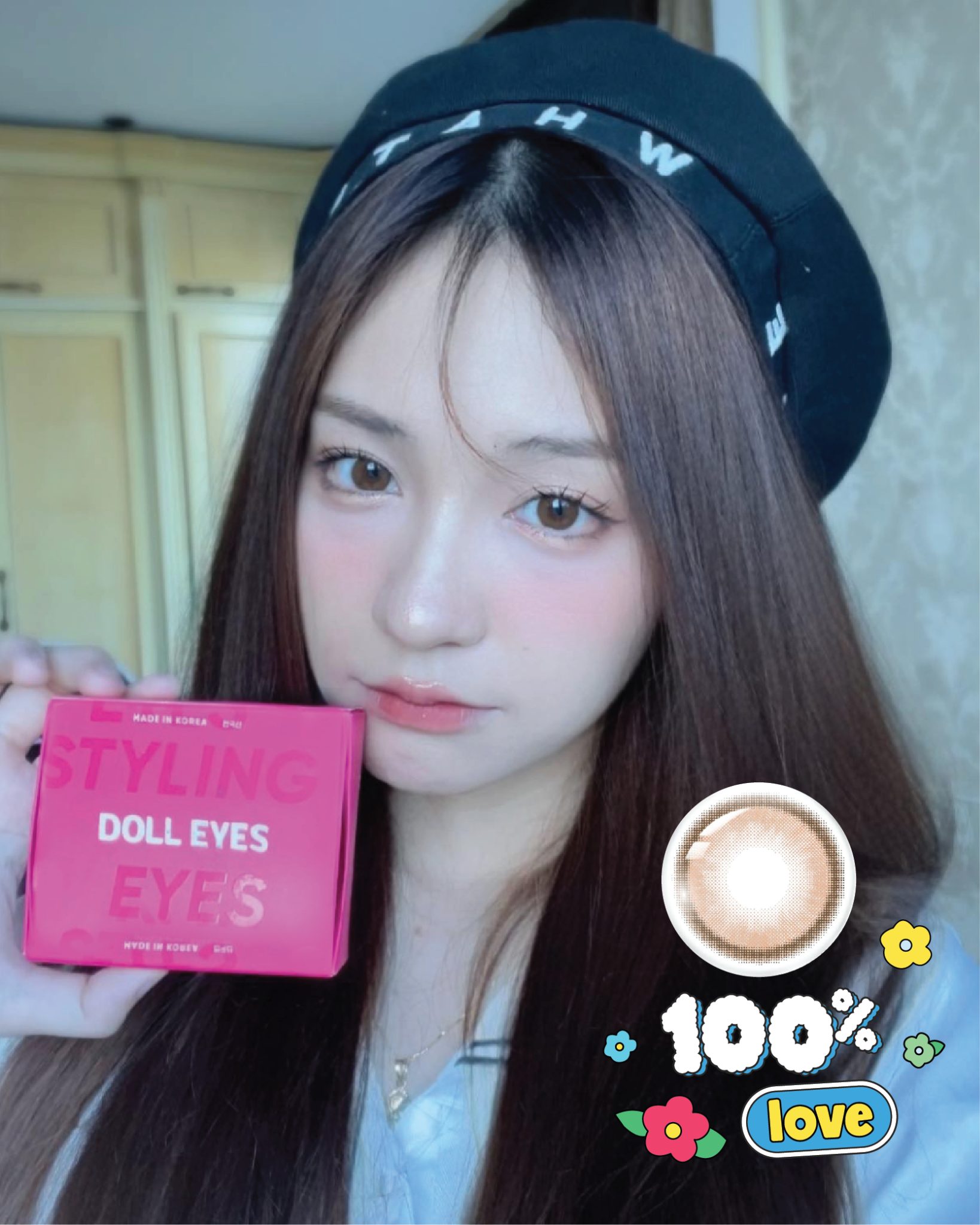  Kính áp tròng DOLL EYES - 100% LOVE - Nắng Khói 