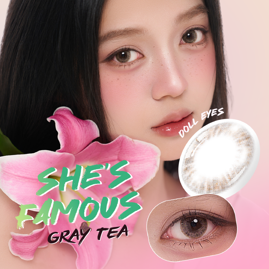  Luxury beauty lens DOLL EYES - She's Famous Xám Trà Lạnh 
