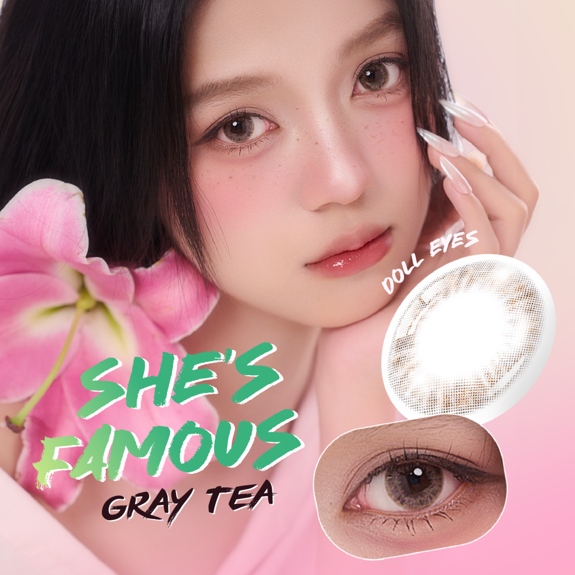  Luxury beauty lens DOLL EYES - She's Famous Xám Trà Lạnh 