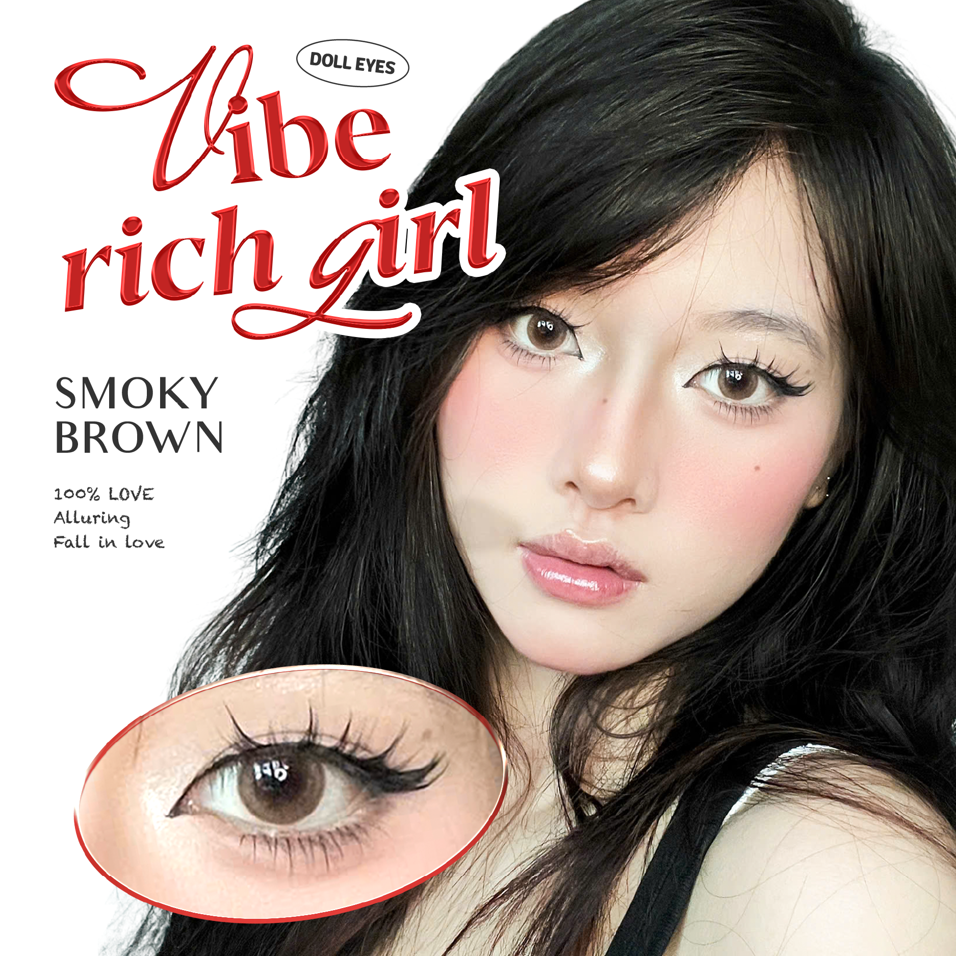  Luxury beauty lens DOLL EYES - 100% LOVE Nắng Khói 