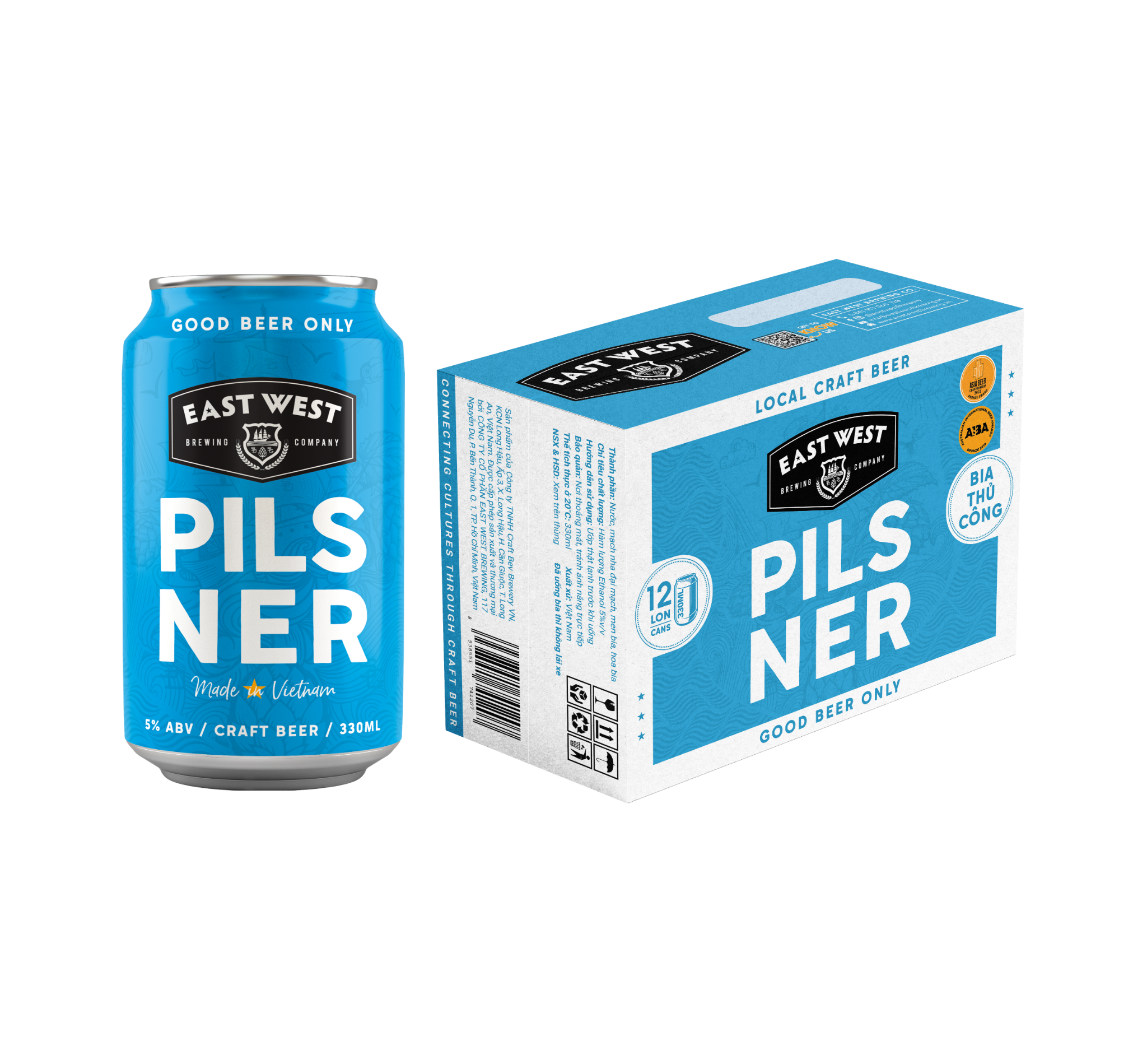  Bia lon 330ml - East West Pilsner - Date T12/2025 