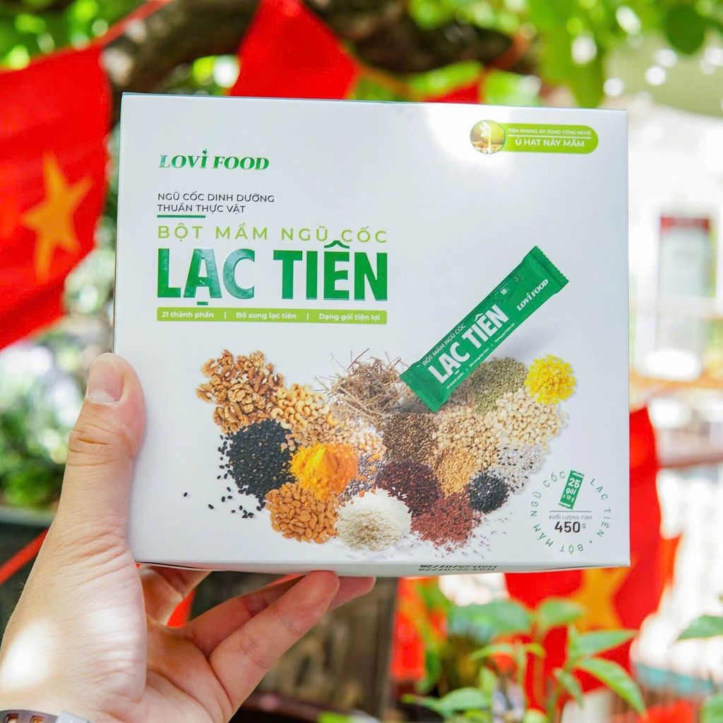 Bột Mầm Ngũ Cốc Lạc Tiên LoviFood 450g (25 gói x 18g)  - Thực Phẩm Bổ Sung Dinh Dưỡng Cho Mẹ Bầu, Sau Sinh, Người Già, Người Tiểu Đường, Ăn Chay, Ăn Kiêng, Eat Clean, Healthy, Tốt Cho Tim Mạch, Giúp Ngủ Ngon Hơn