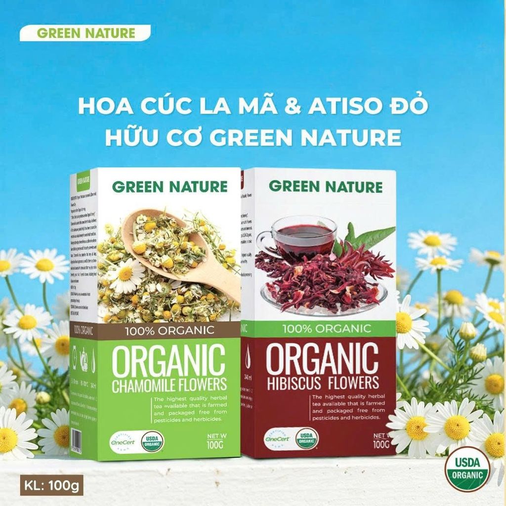 Hoa Bụp Giấm Nguyên Bông Hữu Cơ Green Nature 100g - Thanh Nhiệt, Mát Gan, Cải Thiện Giấc Ngủ, Giúp Thư Giãn & Làm Đẹp Da, Tốt Cho Tim Mạch, Giảm Cân, Eatclean, Healthy (Trà)