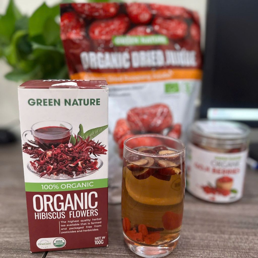 Hoa Bụp Giấm Nguyên Bông Hữu Cơ Green Nature 100g - Thanh Nhiệt, Mát Gan, Cải Thiện Giấc Ngủ, Giúp Thư Giãn & Làm Đẹp Da, Tốt Cho Tim Mạch, Giảm Cân, Eatclean, Healthy (Trà)