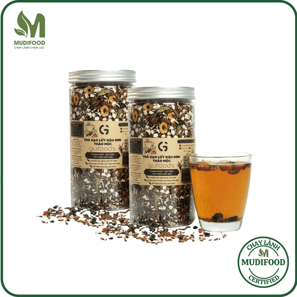 [Vị Thảo Mộc] - Trà Gạo Lứt Đậu Đen GUfoods Hũ 200g/ 500g - Thức Uống Có Lợi Cho Mẹ Bầu, Sau Sinh, Người Tiểu Đường, Người Giảm Cân, Eat Clean, Healthy, Tốt Cho Tim Mạch (Trà)