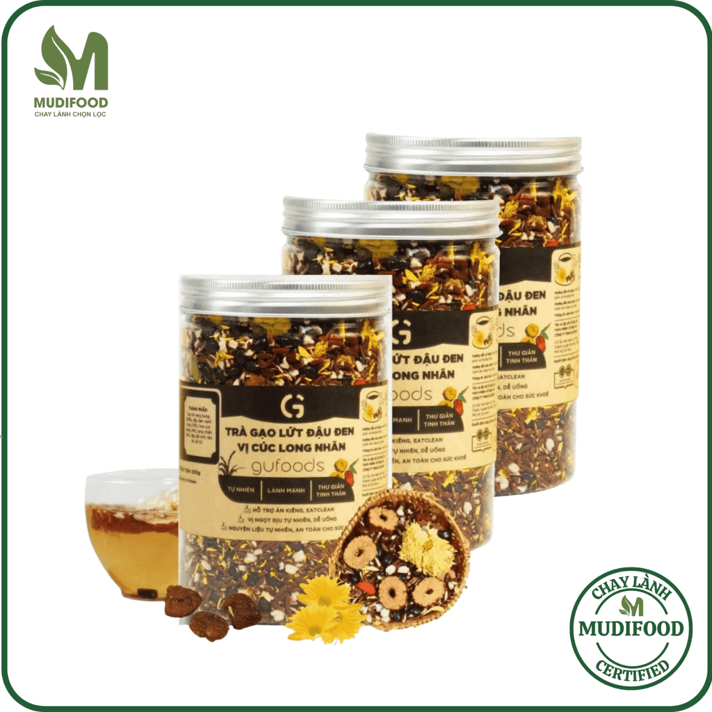 [Vị Cúc Long Nhãn] - Trà Gạo Lứt Đậu Đen GUfoods 500g - Thanh Nhiệt, Mát Gan, Cải Thiện Giấc Ngủ, Tốt Cho Tim Mạch, Giảm Cân, Eatclean, Healthy (Trà)
