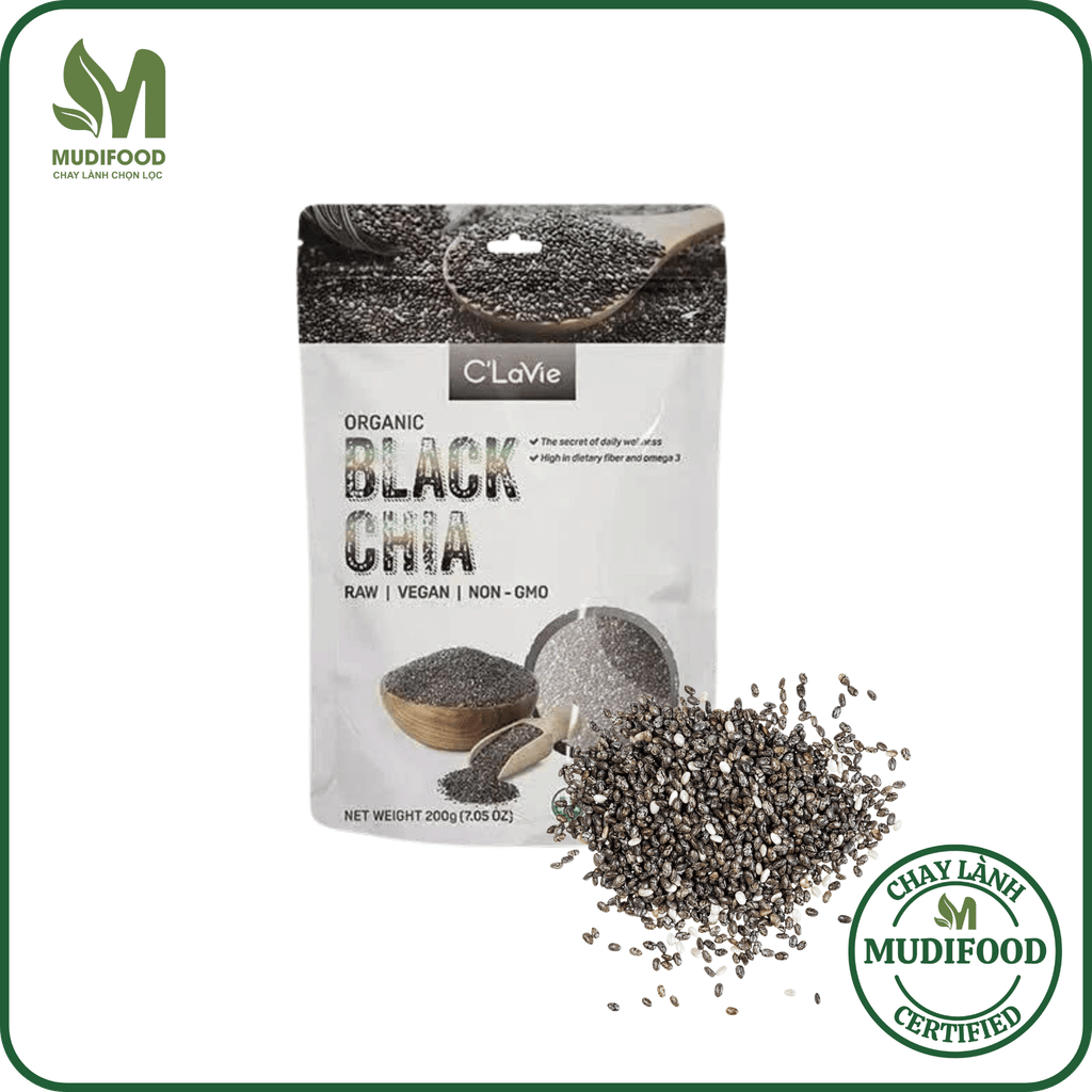 Hạt Chia Hữu Cơ C'lavie Gói 200g - Thực Phẩm Bổ Sung Dinh Dưỡng Cho Mẹ Bầu, Sau Sinh, Người Ăn Chay, Ăn Kiêng, Giảm Cân, Tập Gym, Eat Clean, Hàm Lượng Giàu Protein Và Chất Xơ (Bánh Và Snack Healthy)