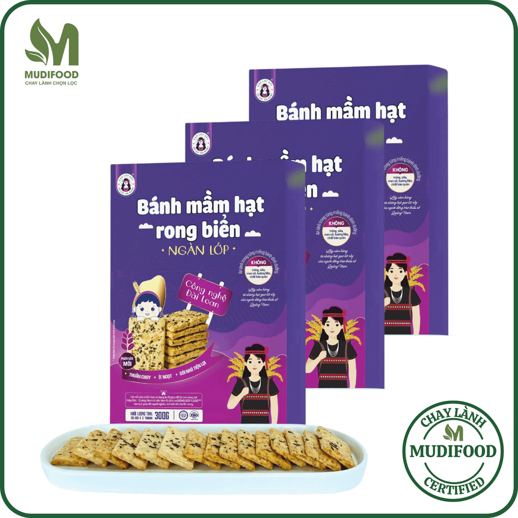 Bánh Mầm Hạt Rong Biển Bh.Nong Hộp 300g - Thực Phẩm Bổ Sung Dinh Dưỡng Cho Người Tiểu Đường, Người Ăn Chay, Ăn Kiêng, Giảm Cân, Tập Gym, Eat Clean, Hàm Lượng Chất Xơ Cao (Bánh Và Snack Healthy)