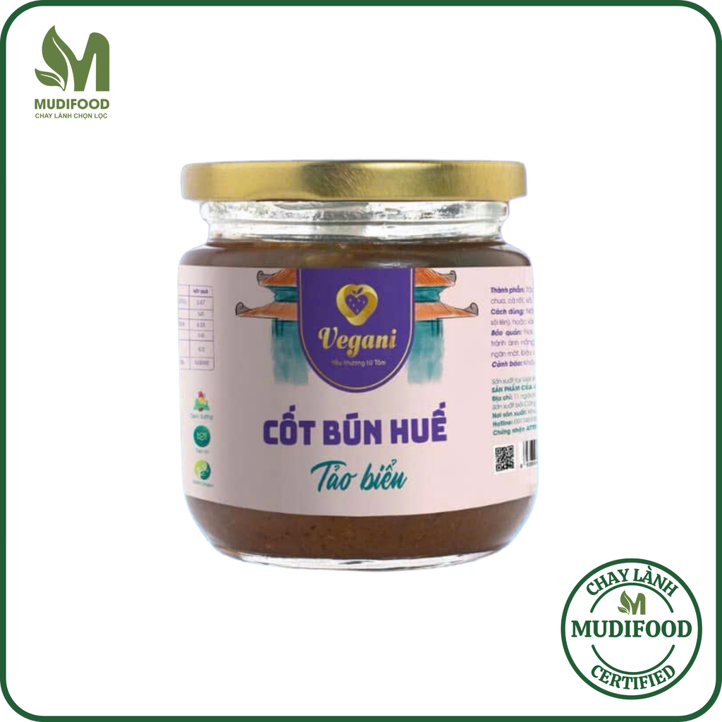 Cốt Bún Huế Tảo Biển Vegani 250g - Thực Phẩm Bổ Sung Dinh Dưỡng Cho Cả Gia Đình, Người Tiểu Đường, Ăn Kiêng, Ăn Chay, Gia Vị Nấu Bún Huế Chay Đậm Đà Tiện Lợi, Vegan (GV)