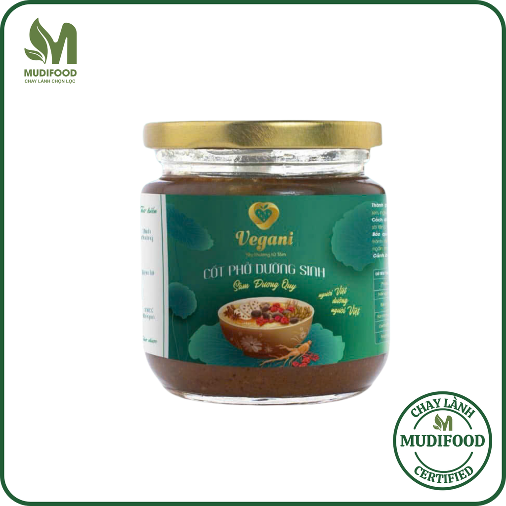 Cốt Phở Dưỡng Sinh Vegani 250g - Thực Phẩm Bổ Sung Dinh Dưỡng Cho Cả Gia Đình, Người Tiểu Đường, Ăn Kiêng, Ăn Chay, Nước Dùng Phở Chay Vegan, Thanh Ngọt Từ Rau Củ, Tiện Lợi (GV)