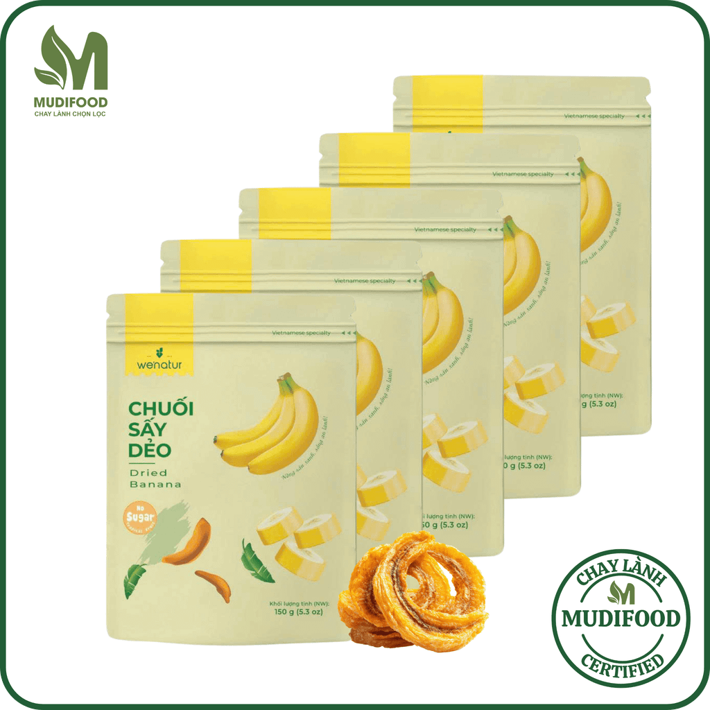 Combo Chuối Sấy Dẻo We'natur (Mỗi Gói 150g/ Hũ 330g) - Thực Phẩm Bổ Sung Dinh Dưỡng Cho Mẹ Bầu, Sau Sinh, Người Ăn Chay, Ăn Kiêng, Người Chơi Thể Thao, Giảm Cân, Eat Clean (Bánh Và Snack Healthy)