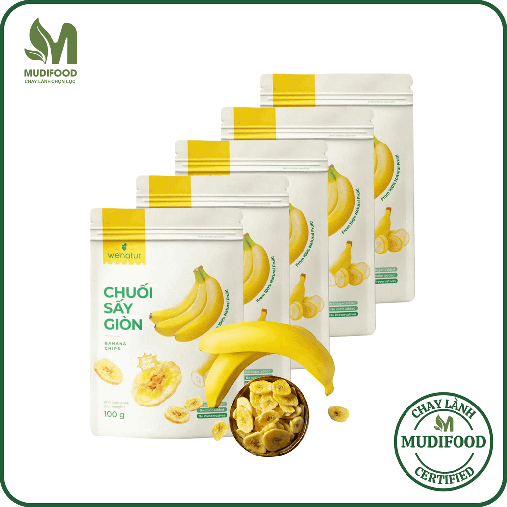 Combo Chuối Sấy Giòn We'natur (Mỗi Gói 100g) - Thực Phẩm Bổ Sung Dinh Dưỡng Cho Mẹ Bầu, Sau Sinh, Người Ăn Chay, Ăn Kiêng, Người Chơi Thể Thao, Giảm Cân, Eat Clean (Bánh Và Snack Healthy)