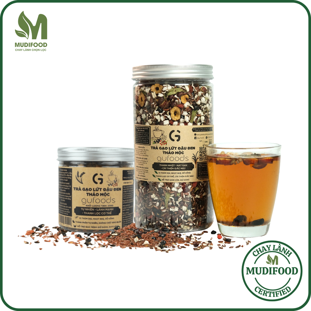 [Vị Thảo Mộc] - Trà Gạo Lứt Đậu Đen GUfoods Hũ 200g/ 500g - Thức Uống Có Lợi Cho Mẹ Bầu, Sau Sinh, Người Tiểu Đường, Người Giảm Cân, Eat Clean, Healthy, Tốt Cho Tim Mạch (Trà)