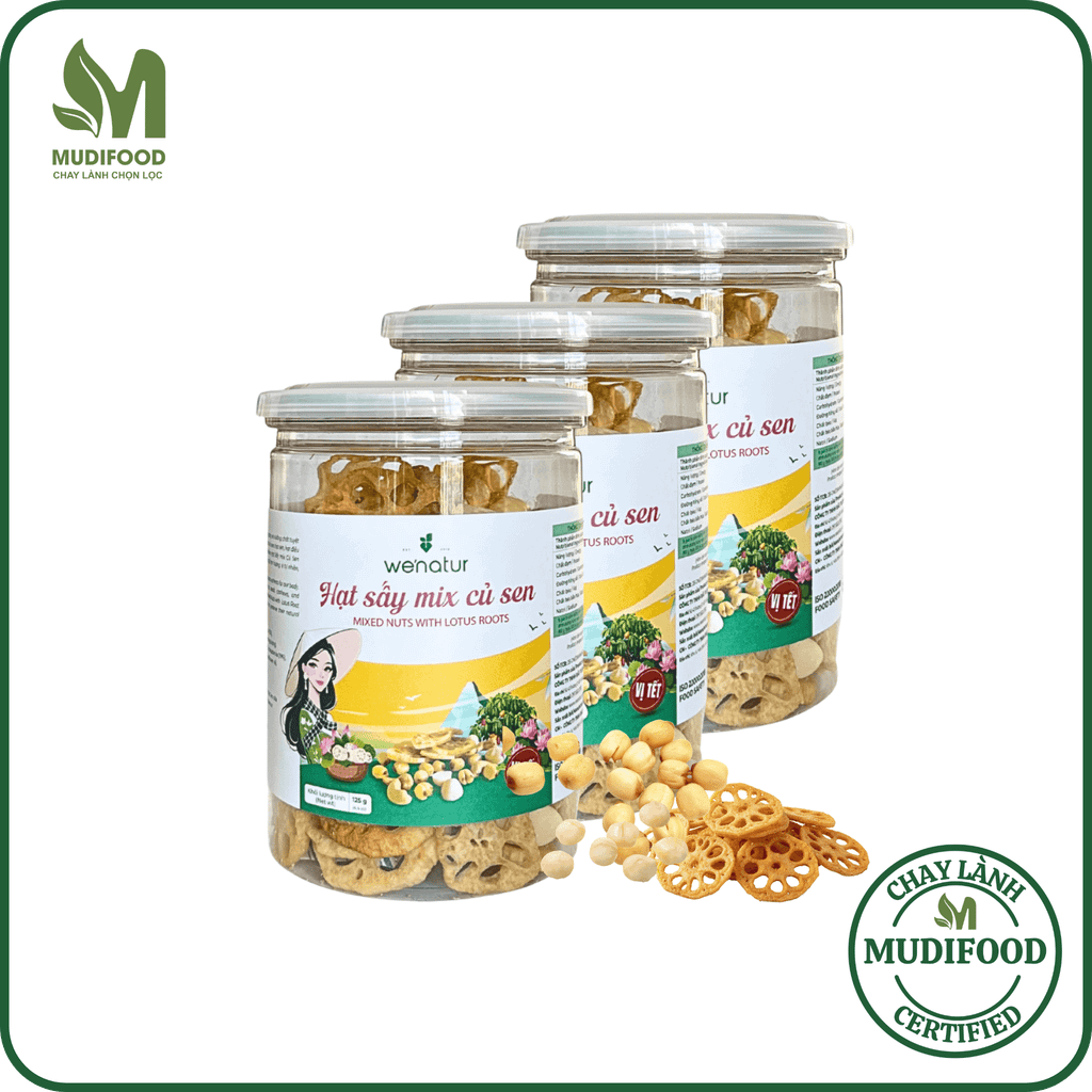 Combo Hạt Sấy Mix Củ Sen We'nature (Mỗi Gói 60g/ Hộp 125g) - Thực Phẩm Bổ Sung Dinh Dưỡng Cho Mẹ Bầu, Sau Sinh, Người Ăn Chay, Ăn Kiêng, Người Chơi Thể Thao, Giảm Cân, Eat Clean (Bánh Và Snack Healthy)