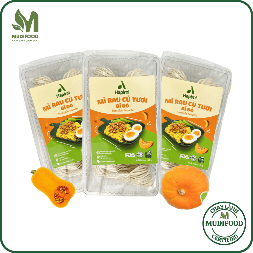 Mì Bí Đỏ Hapimi 180g - Thực Phẩm Bổ Sung Dinh Dưỡng Cho Cả Gia Đình, Người Ăn Chay, Ăn Kiêng, Giảm Cân, Thực Dưỡng, Eat Clean, Healthy (Bún, Phở, Gạo, Mì, Nui)